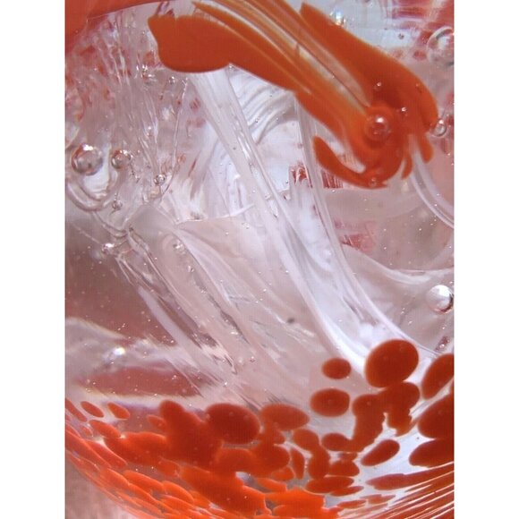 Red & White Ribbon Dragon? Globe Art Glass Paperweight Vintage - Picture 9 of 12